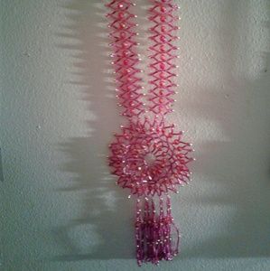 Unique Floral Handcrafted Necklace Hot Pink Beaded